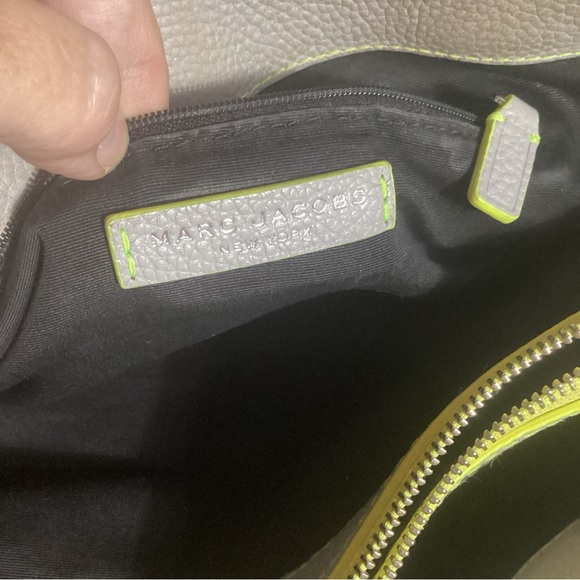 Marc Jacob’s Gray Pebbled Leather Double Edge Trimmed with Bright Yellow - Picture 9 of 13